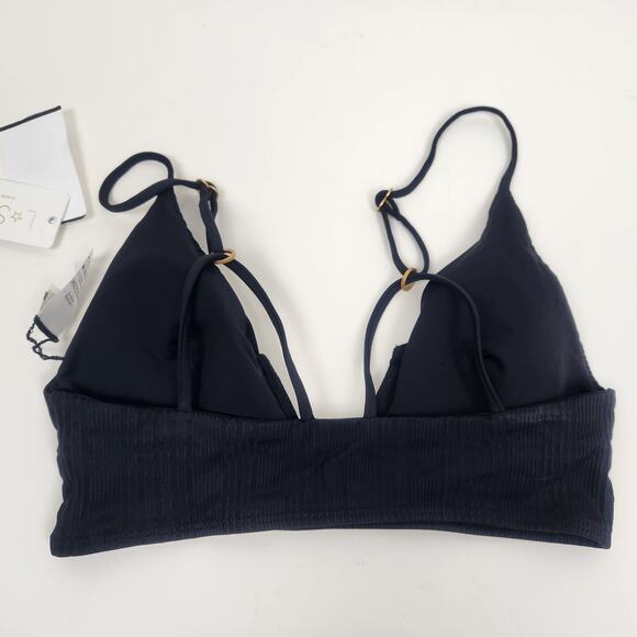 L*Space Siren Pointelle Rib Bikini Top Black Size Medium NWT - Picture 5 of 7